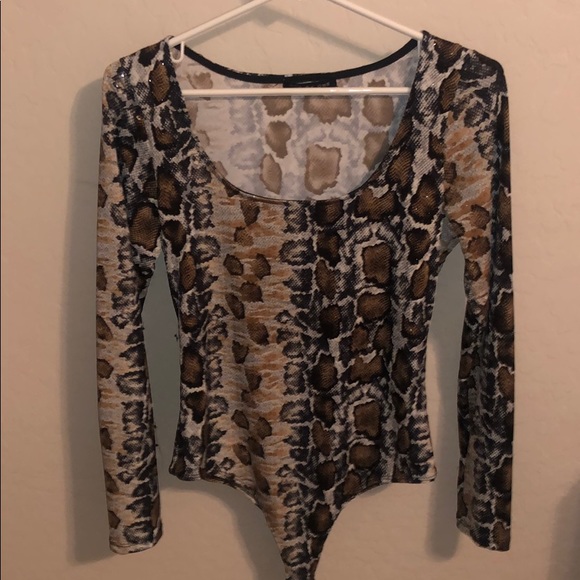 Dolls Kill Other - SNAKE SKIN SEQUIN LONG SLEEVE BODYSUIT